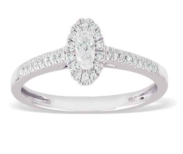 Promise Ring Diamond Shank made in 14k White gold-Oval