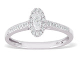 Promise Ring Diamond Shank made in 14k White gold-Oval