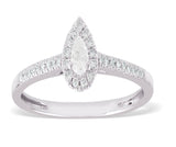 Promise Ring Diamond Shank made in 14k White gold-Pear