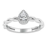 Promise Ring Twist Shank made in 14k White gold-Pear