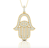 14kt Gold Diamond Hamsa Hand Slider Pendant Available in White or Yellow Gold