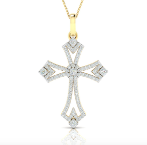 14kt Gold Diamond Cross Slider Pendant Available in White or Yellow Gold