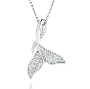 14kt Gold Diamond Whale Tail Slider Pendant Available in White or yellow Gold