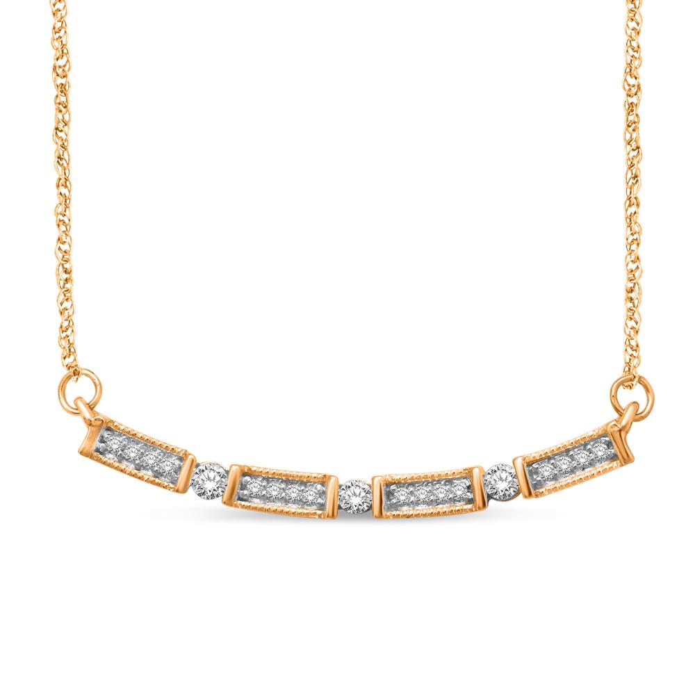 14K Yellow Gold 1/6 Ct.Tw. Diamond Stackable Necklace