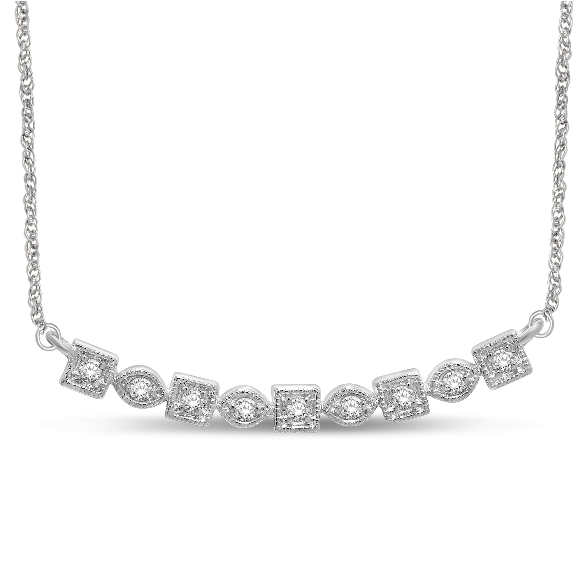 14K White Gold 1/6 Ct.Tw. Diamond Stackable Necklace
