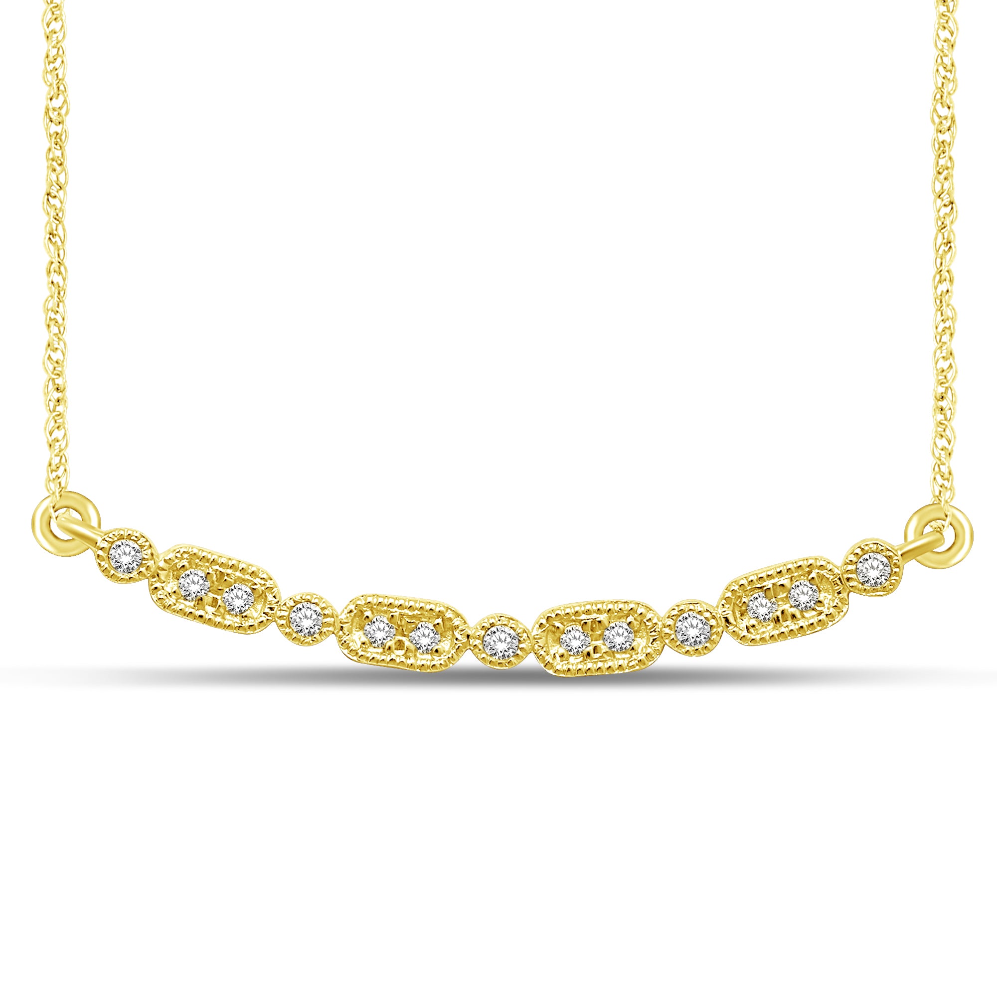 14K Yellow Gold 1/10 Ct.Tw. Diamond Stackable Necklace