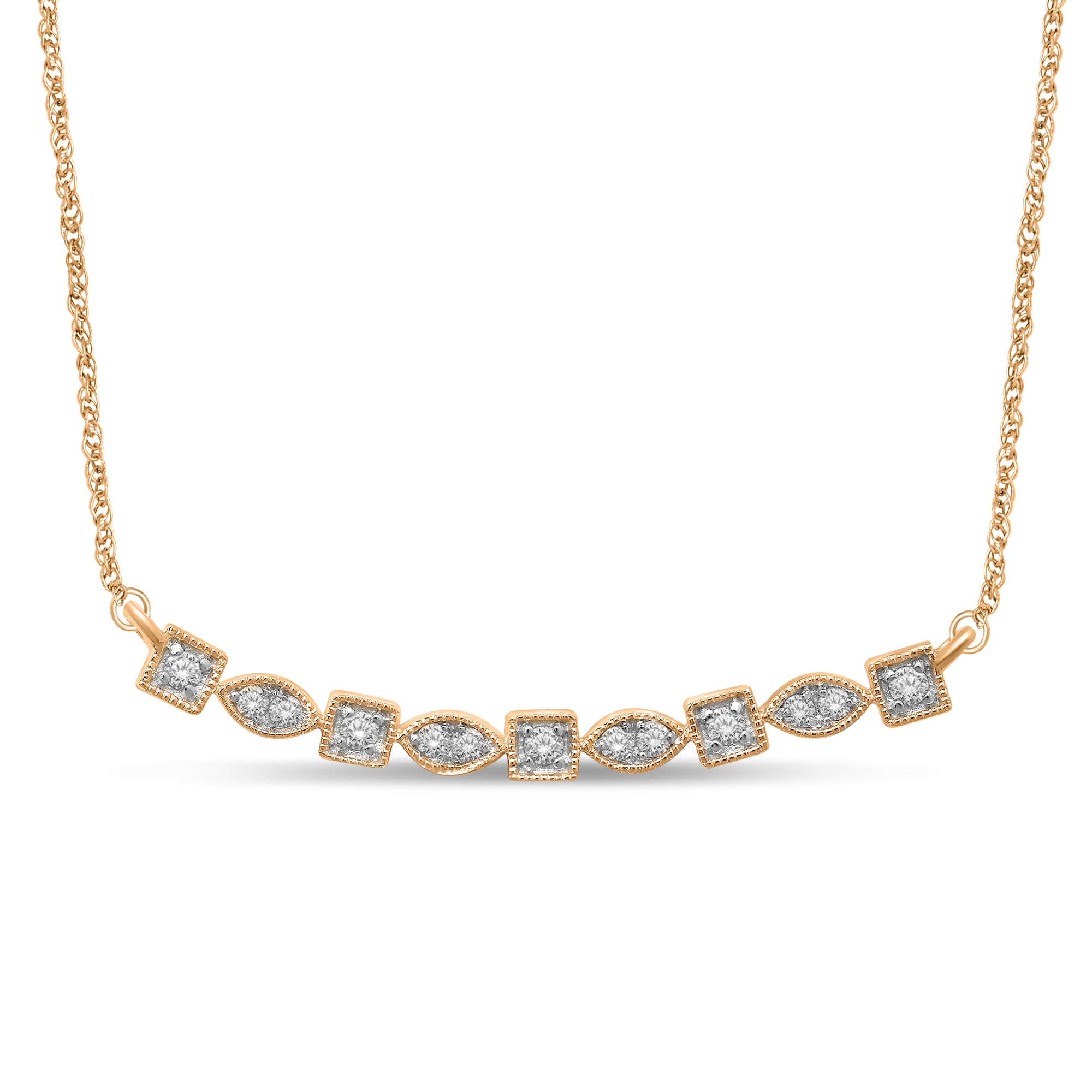 14K Yellow Gold 1/5 Ct.Tw. Diamond Stackable Necklace