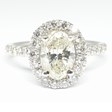 Engagement Ring 1.35ct OVAL Center Diamond with 0.50ct Diamonds in the Halo & Sides