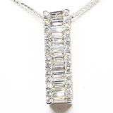 14kt Ladder style Baguette & Round Diamond Pendant