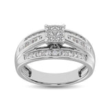 Sterling Silver 1/2 Ctw Diamond Square Frame Enagement Ring