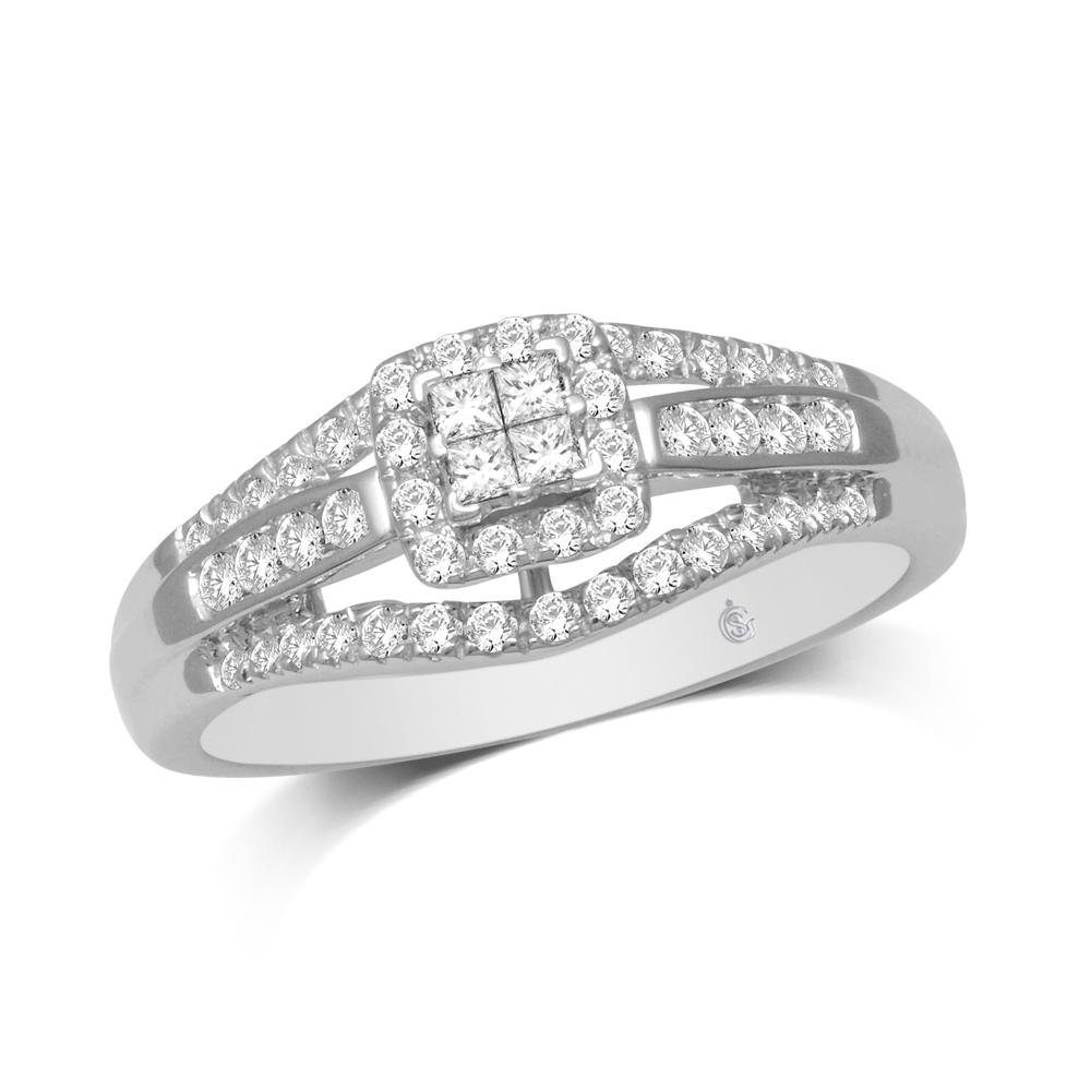 10K White Gold 1/2 Ct.Tw.Diamond Engagement Ring