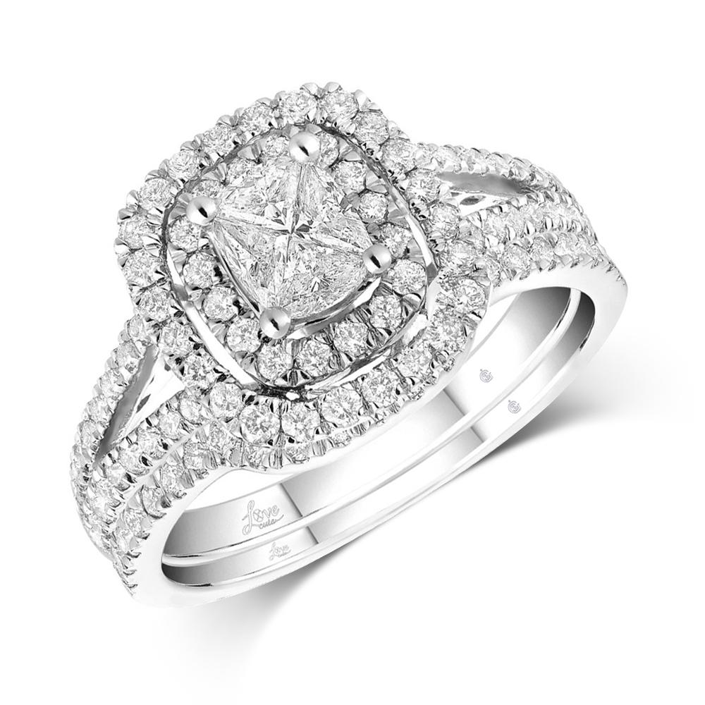 Lovecuts 14K White Gold 1 1/4 Ct.Tw.Diamond Bridal Invisible Ring