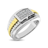 10K White Gold with Accent of 10K Yellow Gold 1/4 Ct.Tw. Diamond Mens Fashion Ring