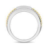 10K White Gold with Accent of 10K Yellow Gold 1/4 Ct.Tw. Diamond Mens Fashion Ring