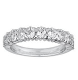 Bezel Prong Set Diamond Band Made In 14K White Gold