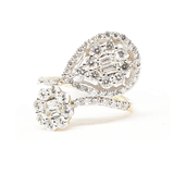Yellow Gold Cross-Over Pear Shape & Round Shape Design