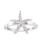 14kt White Gold Star Fish Ring