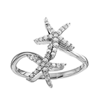 14kt White Gold  Double Star Fish Ring
