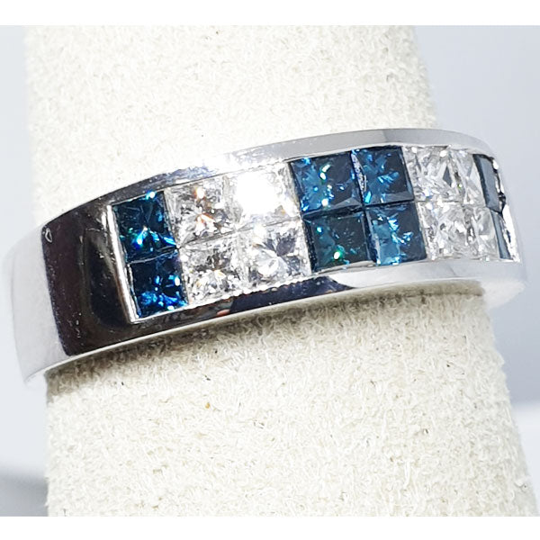 TriJewels Round Blue & White Diamond 1 ctw 7 Stone Channel Set Men Wedding  Ring 14K Rose Gold-8 | Amazon.com