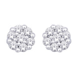Sterling Silver 1/10 Ct.Tw. Diamond Flower Studs Earrings