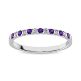 14K White Gold 1/4 Ctw Amethyst & Diamond Machine Band