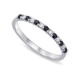 14K White Gold 1/5 Ctw White & Black Diamond Machine Band