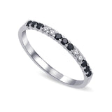 14K White Gold 1/5 Ctw White & Black Diamond Machine Band