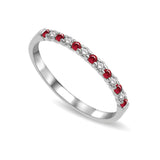 14K White Gold 1/4 Ctw Ruby & Diamond Machine Band