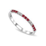 14K White Gold 1/4 Ctw Ruby & Diamond Machine Band