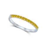 14K White Gold 1/4 Ctw Yellow Sapphire Machine Band