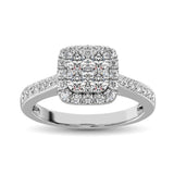 14K White Gold 9/10 Ct.Tw Diamond Engagement Ring