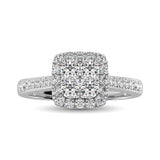 14K White Gold 9/10 Ct.Tw Diamond Engagement Ring
