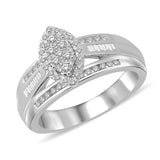Marquise Shape 1/2 Ctw Diamond Engagement Ring in Sterling Silver