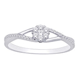 10K White Gold 1/5 Ct.Tw. Diamond Flower Ring