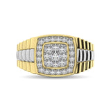 10K Yellow Gold with Accent of 10K White Gold 3/4 Ct.Tw. Diamond Mens Fashion Ring