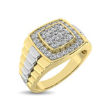 10K Yellow Gold with Accent of 10K White Gold 3/4 Ct.Tw. Diamond Mens Fashion Ring