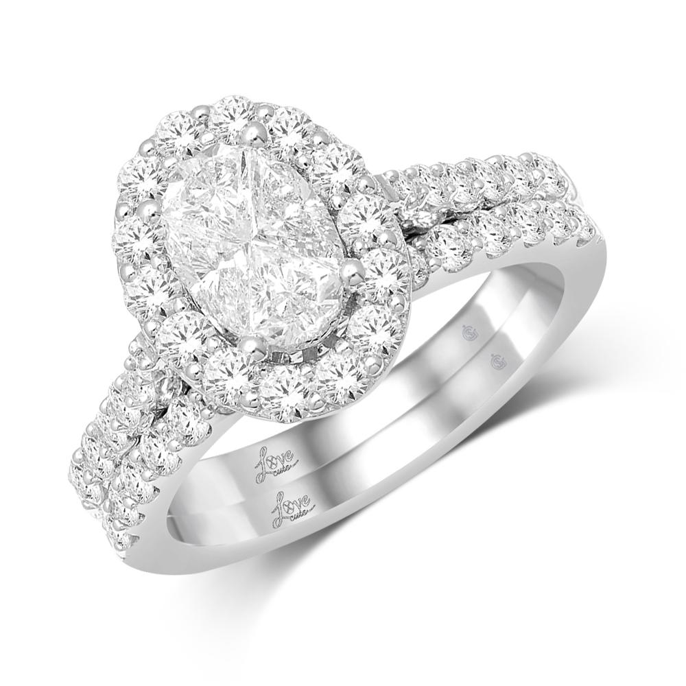 Lovecuts 14K White Gold 1 1/2 Ct.Tw. Diamond Bridal Ring