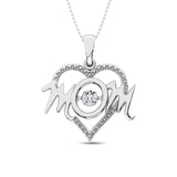 Sterling Silver Mom Moving Diamond Accent Pendant