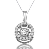 14K White Gold 1/3 Ct.Tw. Moving Diamond Pendant