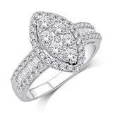 14K White Gold 1 1/10 Ct.Tw.Diamond Engagement Ring