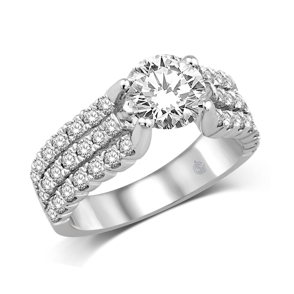 14K White Gold 1 1/6 Ct.Tw Engagement Ring
