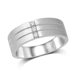 14K White Gold 1/10 Ct.Tw.Diamond Mens Machine Band