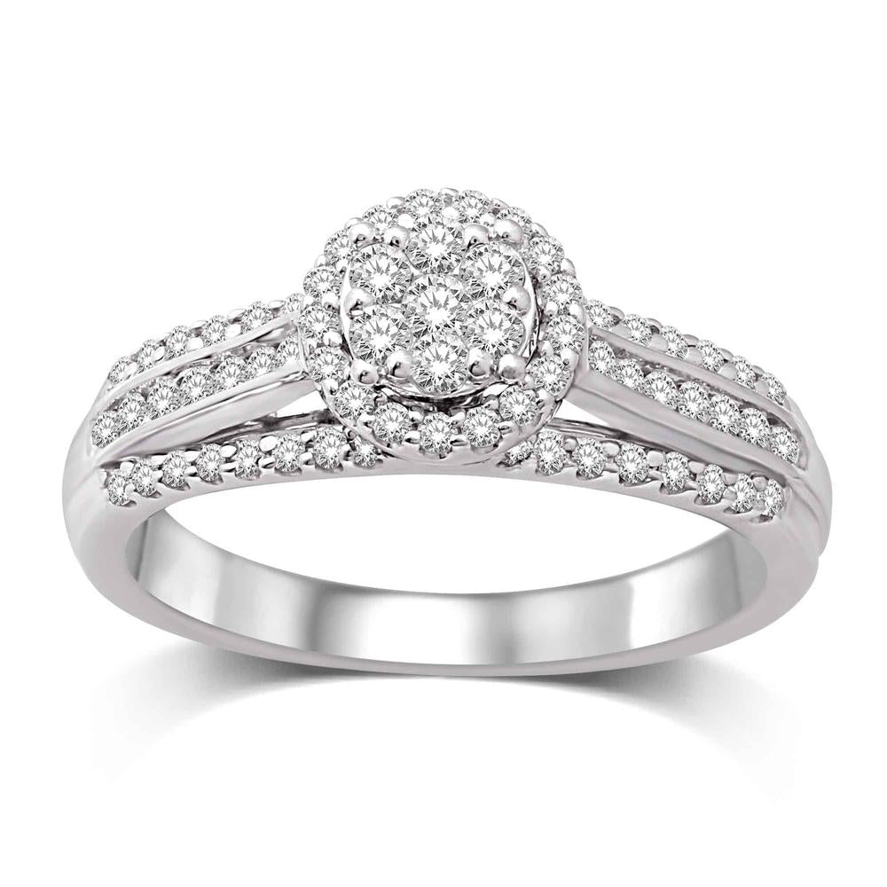 Flower Composite 1/2 Ctw Diamond Engagement Ring