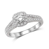 14K White Gold 1 Ct.Tw.Diamond Semi Mount Engagement Ring