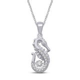 14K White Gold 1/10 Ctw Moving Diamond Sea Life Pendant