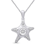 14K White Gold 1/8 Ctw Moving Diamond Sea Life Pendant