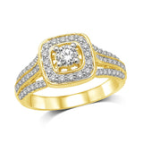 14K Yellow Gold 3/4 Ct.Tw Diamond Halo Engagement Ring