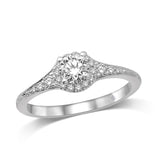 14K White Gold 7/10 Ct.Tw. Diamond Halo Engagement Ring