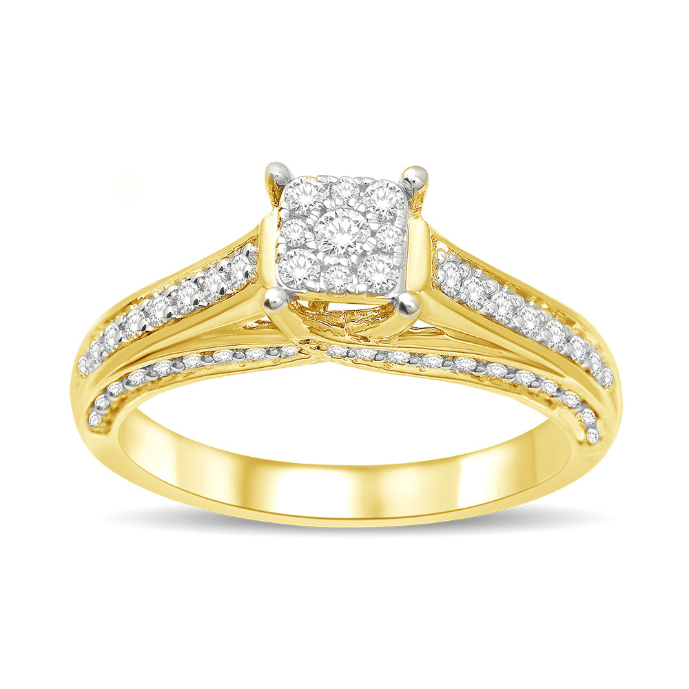 14K Yellow Gold 1/2 Ct.Tw Diamond Engagement Ring