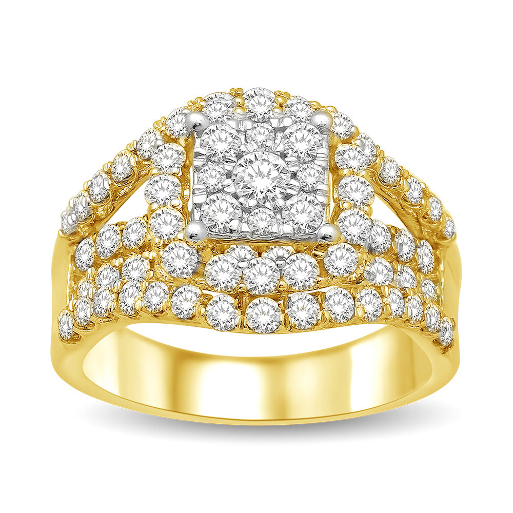 14K Yellow Gold 1 9/10 Ct.Tw Diamond Enagagement Ring